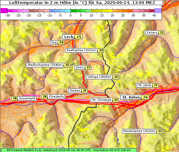 Temperatur, 14. 6. 2025