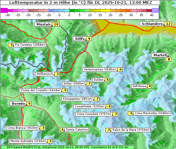 Temperatur, 21. 10. 2025