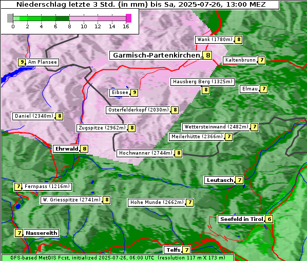 Niederschlag, 26. 7. 2025
