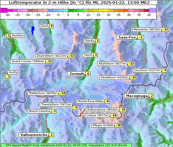 Temperatur, 22. 1. 2025