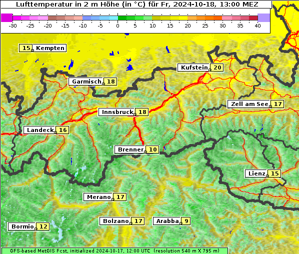 Temperatur, 18. 10. 2024