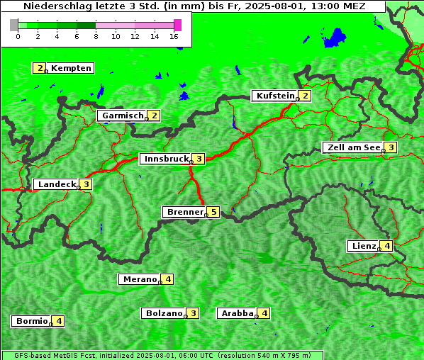 Niederschlag, 1. 8. 2025