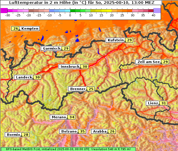 Temperatur, 10. 8. 2025