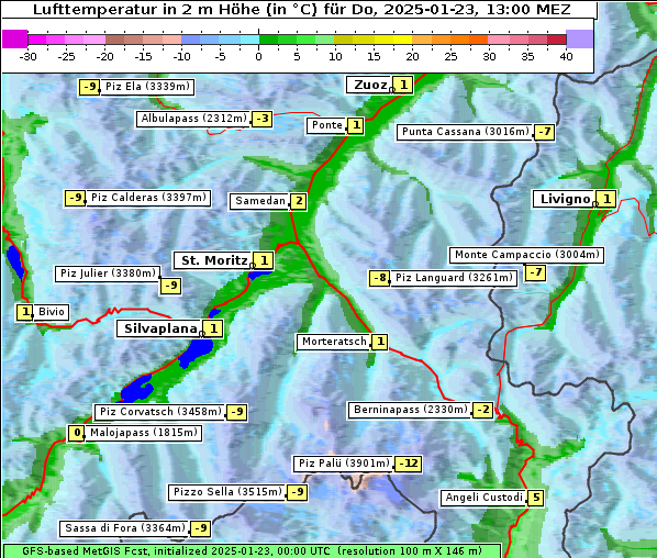 Temperatur, 23. 1. 2025