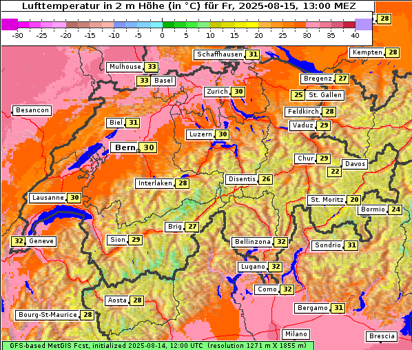 Temperatur, 15. 8. 2025