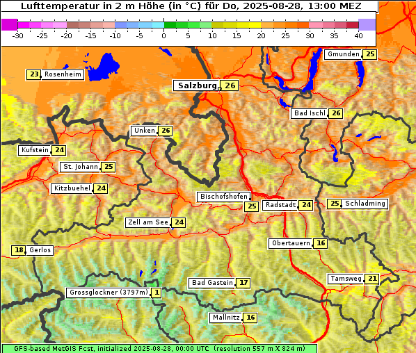Temperatur, 28. 8. 2025