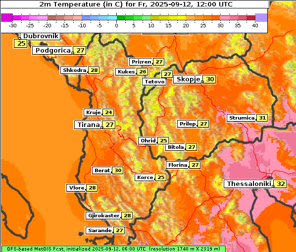 Temperatur, 12. 9. 2025