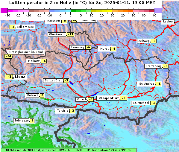 Temperatur, 11. 1. 2026