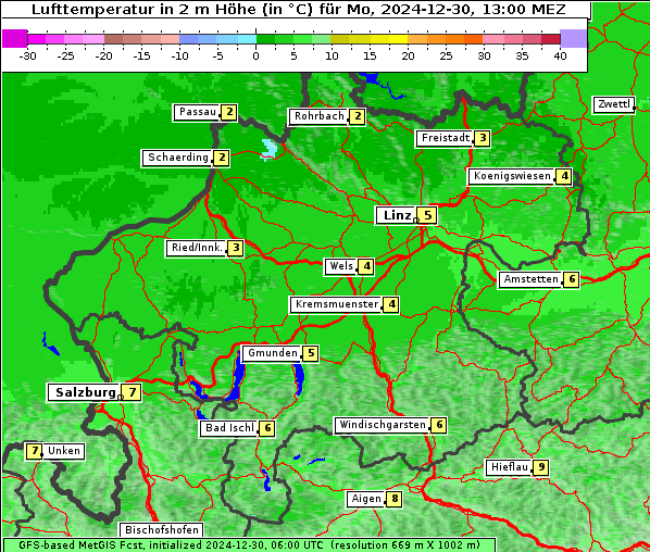 Temperatur, 30. 12. 2024