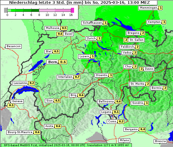 Niederschlag, 16. 3. 2025