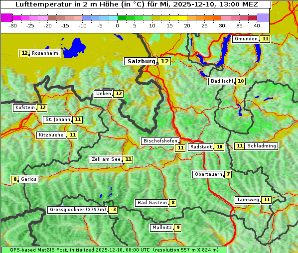 Temperatur, 10. 12. 2025
