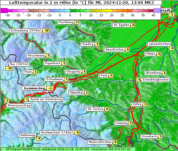 Temperatur, 20. 11. 2024