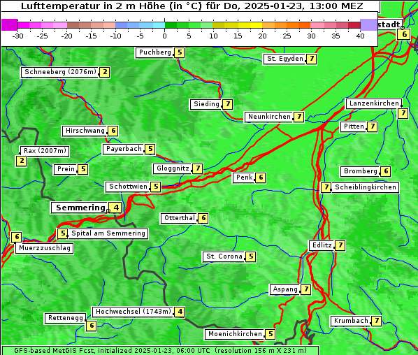 Temperatur, 23. 1. 2025