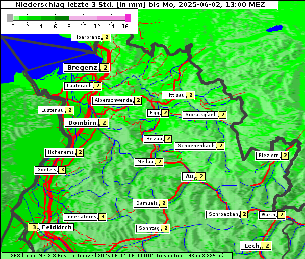 Niederschlag, 2. 6. 2025