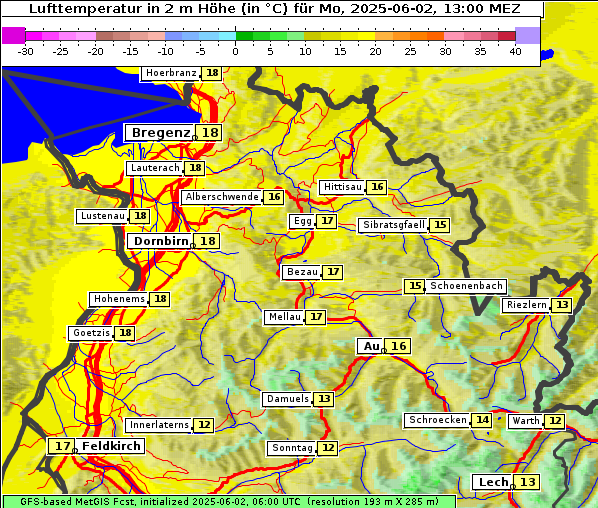 Temperatur, 2. 6. 2025