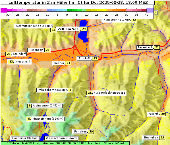 Temperatur, 28. 8. 2025