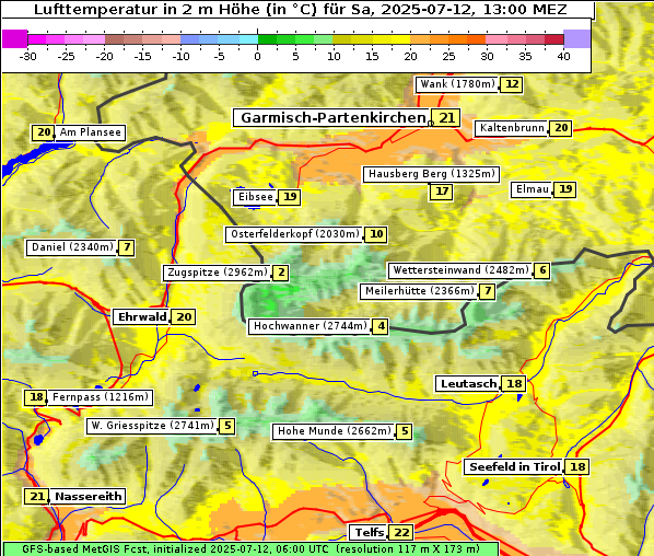 Temperatur, 12. 7. 2025