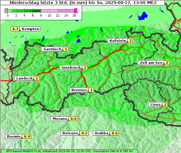 Niederschlag, 17. 8. 2025