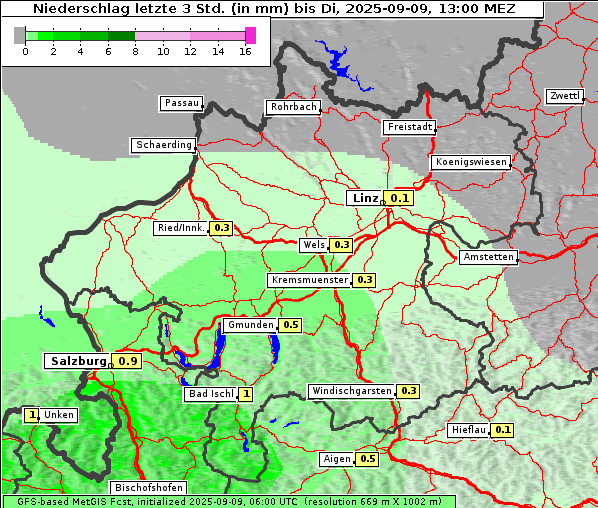 Niederschlag, 9. 9. 2025