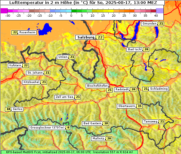 Temperatur, 17. 8. 2025
