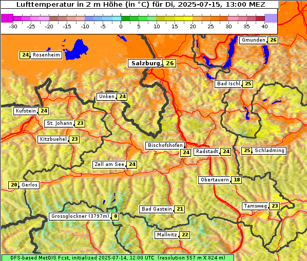 Temperatur, 15. 7. 2025