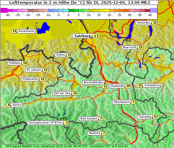 Temperatur, 9. 12. 2025
