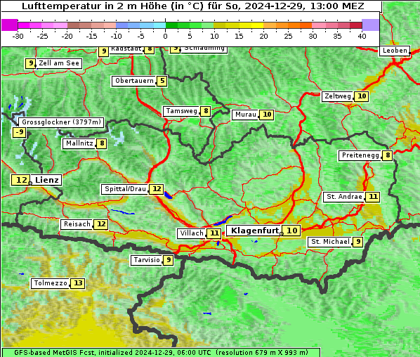 Temperatur, 29. 12. 2024