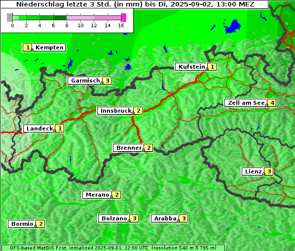 Niederschlag, 2. 9. 2025