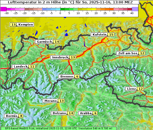 Temperatur, 16. 11. 2025