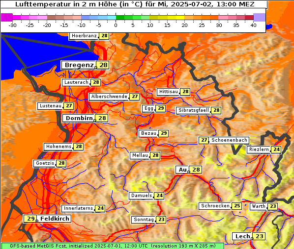 Temperatur, 2. 7. 2025