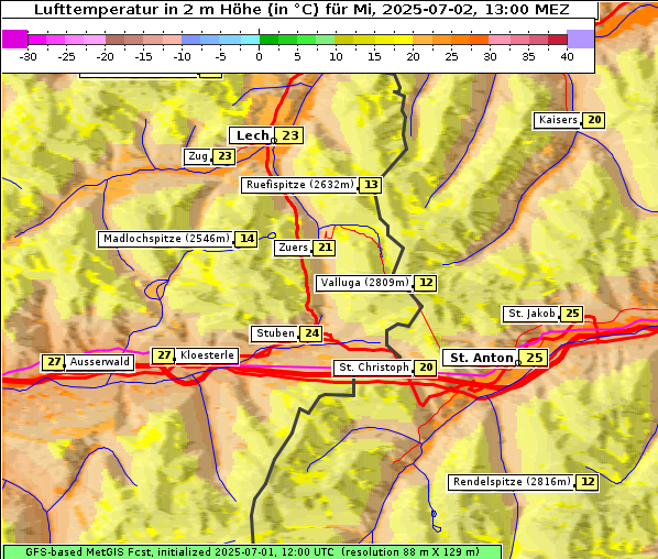 Temperatur, 2. 7. 2025