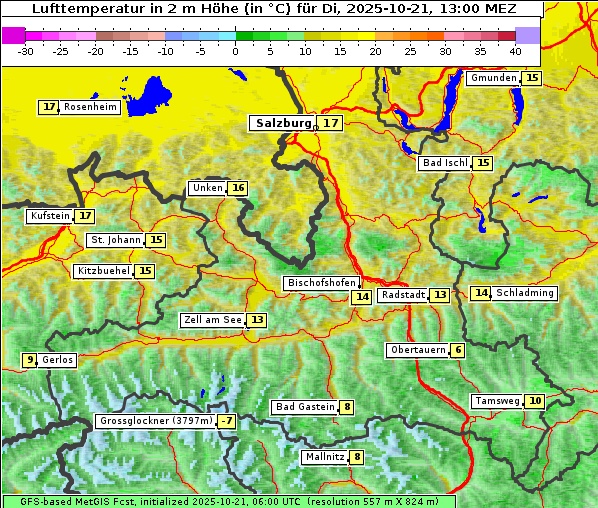 Temperatur, 21. 10. 2025