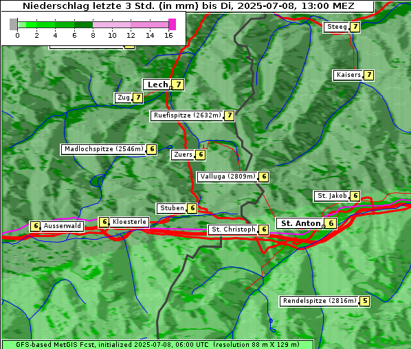 Niederschlag, 8. 7. 2025