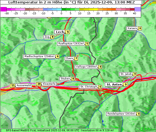 Temperatur, 9. 12. 2025